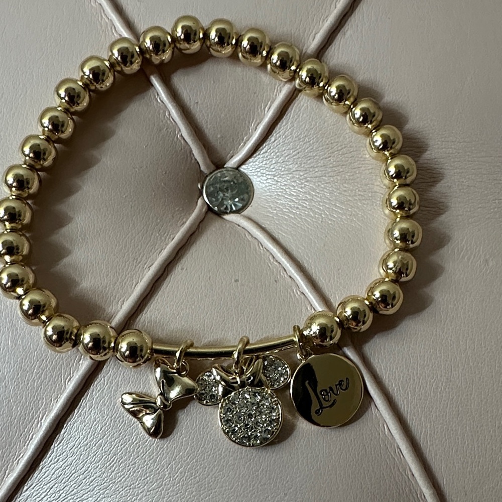 Gold Beaded Bracelet with Charms